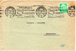 54579 - Deutsches Reich - 1933 - 5Pfg Hindenburg EF A DrucksBf HANNOVER - ... EILENRIEDE RENNEN ... -> Osnabrueck - Motos