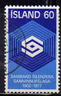 ISLANDA ICELAND ISLANDE ISLAND 1977 FEDERATION OF ICELANDIC COOPERATIVE SOCIETIES 60k USED USATO OBLITERE' - Used Stamps