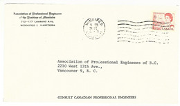 56314 ) Canada  Winnipeg Postmark  1969   Professional Engineers - Covers & Documents