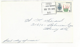 56323 ) Canada  Websters Corners  Postmark  1966 First Day Of Issue FDC - Briefe U. Dokumente