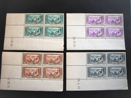 4 Superbes Blocs De 4 Timbres Vallées D'Andorre , Coin Daté Du 28/11/1935 (1 ,2, 3 Et 5 C) - Nuovi