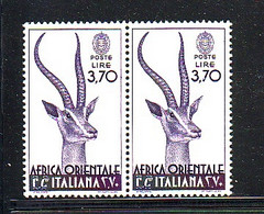 AFRICA ORIENTALE ITALIANA  1938  GAZZELLA DI GRANT LIRE 3,70   MNH** COPPIA - Afrique Orientale