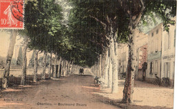 CHARLIEU BOULEVARD THIERS ( CARTE TOILEE ET COLORISEE ) - Charlieu