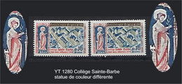 FR Variétés YT 1280 " Collège Sainte-Barbe " Statue De Couleur Différente - Unused Stamps