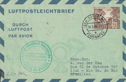 Allemagne Cachet Düsseldorf Aviation Sur Entier Postal Pour Le Brésil 1954 - Privé Briefomslagen - Gebruikt