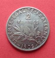 - Semeuse. 2 Francs. 1905 - Argent - - 2 Francs