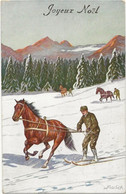832 - Joyeux Noël - Skieurs Tirés Par Des Chevaux - Mailick, Alfred