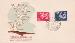 Island 1956 Cover: OISEAUX VÖGEL- SWAN SCHWAN CYGNE CISNE; Nordic Countries Cooperation Day; Joint Issue - Cisnes