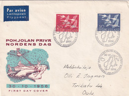 Finland 1956 Airmail Cover: OISEAUX VÖGEL - SWAN SCHWAN CYGNE CISNE; Nordic Countries Cooperation Day; Joint Issue; - Swans