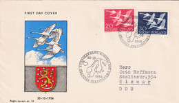 Finland 1956 Cover: OISEAUX VÖGEL - SWAN SCHWAN CYGNE CISNE; Nordic Countries Cooperation Day; Joint Issue; Lion Löwe - Cigni