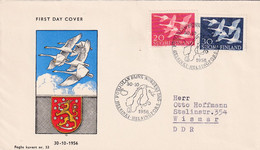 Finland 1956 Cover: OISEAUX VÖGEL - SWAN SCHWAN CYGNE CISNE; Nordic Countries Cooperation Day; Joint Issue; Lion Löwe - Swans