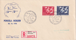 Finland 1956 Registered Cover: OISEAUX VÖGEL - SWAN SCHWAN CYGNE CISNE; Nordic Countries Cooperation Day; Joint Issue; - Swans