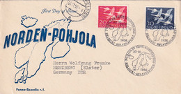 Finland 1956 Cover: OISEAUX VÖGEL - SWAN SCHWAN CYGNE CISNE; Nordic Countries Cooperation Day; Joint Issue - Cygnes