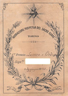 014312 "TORINO - ADORAZIONE PERPETUA DEL SACRO CUORE - 1° PREMIO LAVORO E ORDITO 29 GIUGNO 1930" ATTESTATO - Pubblicitari