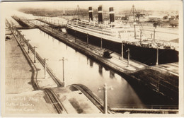 PC PANAMA, A TOURIST SHIP, GATUN LOCKS, Vintage REAL PHOTO Postcard (b44400) - Panama