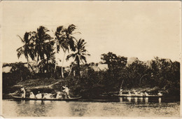 PC PANAMA, ROWING ON THE RIVER, Vintage REAL PHOTO Postcard (b44399) - Panama