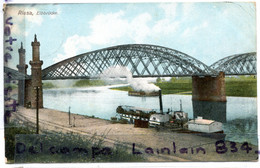 - Riesa - Elbbruccke, ( Saxe ), Bateau, Barge à Vapeur, Pont, Péniche ?, Très épaisse, écrite,  1908, TBE, Scans. - Riesa