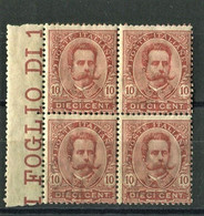 REGNO 1891 EFFIGIE UMBERTO I 10 C. QUARTINA ** MNH - Mint/hinged