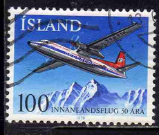 ISLANDA ICELAND ISLANDE ISLAND 1978 DOMESTIC FLIGHTS FOKKER FRIENDSHIP PLANE OVER MOUNTAINS 100k USED USATO OBLITERE' - Usati