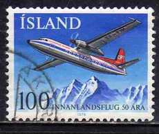 ISLANDA ICELAND ISLANDE ISLAND 1978 DOMESTIC FLIGHTS FOKKER FRIENDSHIP PLANE OVER MOUNTAINS 100k USED USATO OBLITERE' - Usati