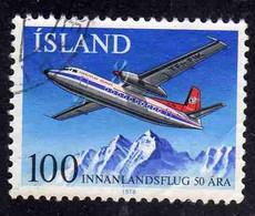 ISLANDA ICELAND ISLANDE ISLAND 1978 DOMESTIC FLIGHTS FOKKER FRIENDSHIP PLANE OVER MOUNTAINS 100k USED USATO OBLITERE' - Gebraucht