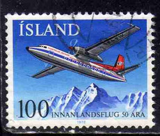 ISLANDA ICELAND ISLANDE ISLAND 1978 DOMESTIC FLIGHTS FOKKER FRIENDSHIP PLANE OVER MOUNTAINS 100k USED USATO OBLITERE' - Usati