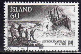 ISLANDA ICELAND ISLANDE ISLAND 1978 NATIONAL LIFE SAVING ASSOCIATION SHIP TO SHORE RESCUE 60k USED USATO OBLITERE' - Usati