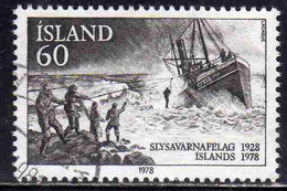 ISLANDA ICELAND ISLANDE ISLAND 1978 NATIONAL LIFE SAVING ASSOCIATION SHIP TO SHORE RESCUE 60k USED USATO OBLITERE' - Usados