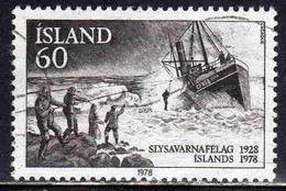 ISLANDA ICELAND ISLANDE ISLAND 1978 NATIONAL LIFE SAVING ASSOCIATION SHIP TO SHORE RESCUE 60k USED USATO OBLITERE' - Gebraucht