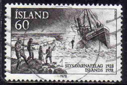 ISLANDA ICELAND ISLANDE ISLAND 1978 NATIONAL LIFE SAVING ASSOCIATION SHIP TO SHORE RESCUE 60k USED USATO OBLITERE' - Used Stamps