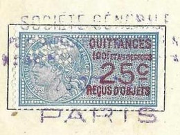1924 / Timbre Fiscal Perforé "SG " Sur Quittances 25 C / SD Reçu Obligation Emprunt Russe / Société Générale - Brieven En Documenten