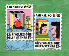 S.Marino ° 2015 - RIVOLUZIONE Della STAMPA In 3D.   Unif. 2472-2474. - Gebruikt