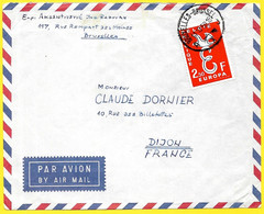 1958 Timbre EUROPA Belgique Belgie Sur Lettre De Bruxelles à Dijon France ** Par Avion Poste Aérienne - 1958