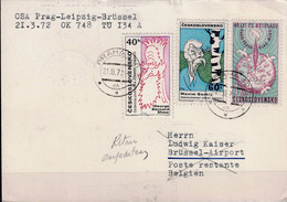 Tschechoslowakei CSSR - Luftpostkarte  (MiNr: 1834/5 + 1404) 1972 - Siehe Scan LESEN - Luftpost