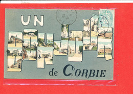 80 CORBIE Cpa Un Bonjour Multivues Edit Caron - Corbie