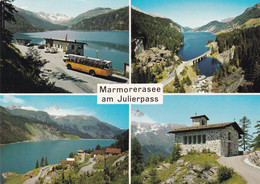 A17728 - MARMORERASEE AM JULIERPASS, RESTAURANT MARMORERASEE, MARMORERA DORF, KIRCHLEIN, POST CARD, USED, 1971 - Marmorera