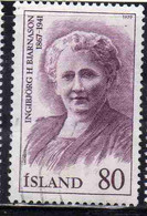 ISLANDA ICELAND ISLANDE ISLAND 1979 INGIBJORG H. BJARNASON 80k USED USATO OBLITERE' - Used Stamps