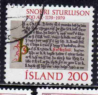 ISLANDA ICELAND ISLANDE ISLAND 1979 SNORRI STURLUSON EXCERPT FROM OLAFS SAGA HELGA 200k USED USATO OBLITERE' - Used Stamps