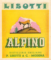 014337 "MODENA - DISTILLERIE EMILIANE P. LISOTTI & C. - ALPINO"  ETICHETTA II QUARTO XX SEC. - Alcohols & Spirits