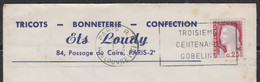 Enveloppe  Pub  " TRICOTS-BONNETERIE-CONFECTION "  De PARIS  Année 1962 - Brieven En Documenten