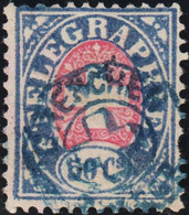 Heimat SO Grenchen Blau Telegraphenstempel Auf Telegraphen-Marke 50 Rp. Zu#16 Stumpfe Zähne - Telegraafzegels