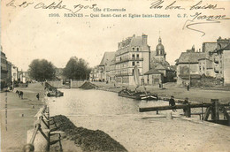 Rennes * Le Quai St Cast Et église St étienne * Péniche Batellerie - Rennes