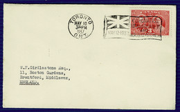 Ref 1566 - Canada 1937 First Day Cover - 3c With Superb Toronto Coronation Flag Slogan Postmark - Briefe U. Dokumente