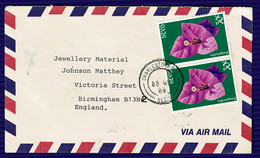 Ref 1566 - 1989 Airmail Cover - Charlestown Nevis 60c Rate To Birmingham UK - San Cristóbal Y Nieves - Anguilla (...-1980)
