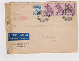 Switzerland 1945 ,  Airmail Cover To United States , Via Cherbourg And By Clipper , Military Censor - Alla Rinfusa (max 999 Francobolli)