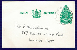 Ref 1566 - 1975 New Zealand 3c Postal Stationery Card - Little River Postmark To Lower Hutt - Brieven En Documenten