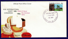 Ref 1567 - 1970 Australia FDC Cover - International Dairy Congress Carlton South Postmark - Brieven En Documenten