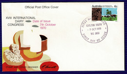 Ref 1567 - 1970 Australia FDC Cover - International Dairy Congress Carlton South Postmark - Covers & Documents