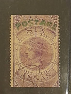 British India INDIA 1854 QV FISCAL/ REVENUE Stamp SG 66 Six Annas Ovpt. POSTAGE Used  As Per Scan - 1854 Britische Indien-Kompanie