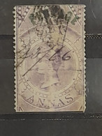 British India INDIA 1854 QV FISCAL/ REVENUE Stamp SG 66 Six Annas Ovpt. POSTAGE Used  As Per Scan - 1854 East India Company Administration